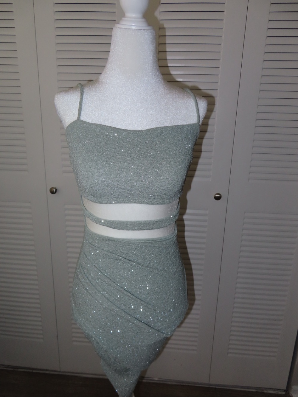 Windsor Sage Sparkle Asymmetrical Two-Piece Dress